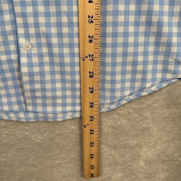 Mizzen & Main Leeward Mens M Trim Fit LS Button Up Stretch Blue Gingham Check - Picture 4 of 7